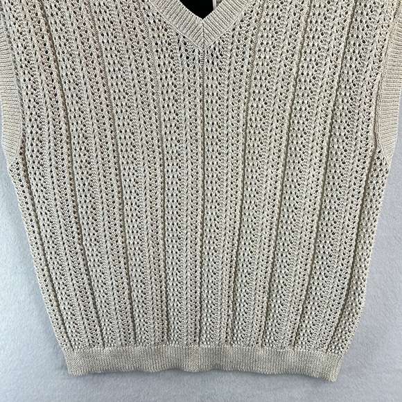 DKNY Jeans Women’s Sweater Vest XL Cream / Gold Open Knit Pattern NWT - Picture 6 of 12
